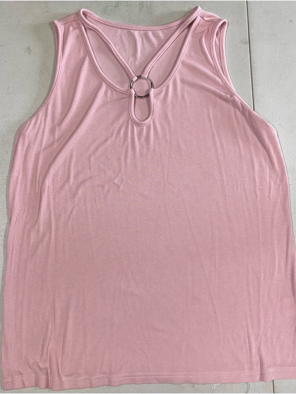 Women's Pink Ring-Detail Ribbed Tank Top